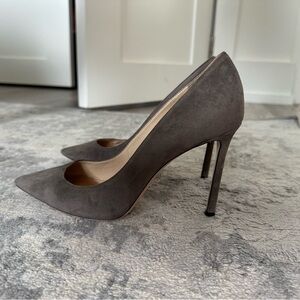 Jimmy Choo Gray Suede Pointed-Toe Stiletto Pumps